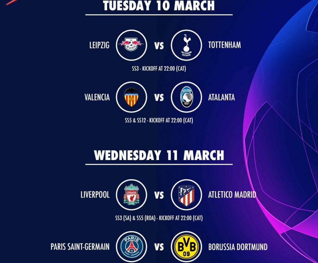 The second leg of UEFA Champions League round of 16 gets underway