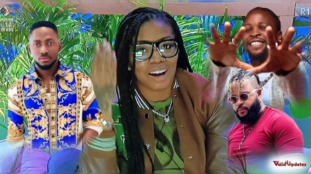 Images of BBNaija Miracle (left), BBNaija Angel (middle), BBNaija Whitemoney and Laycon (right)