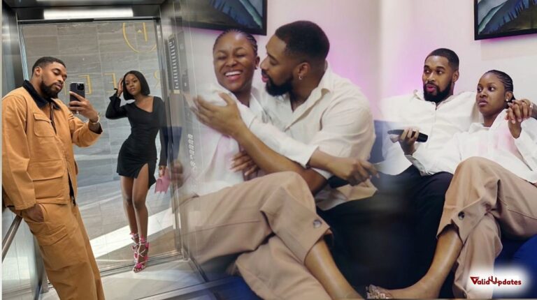 Collaged images of BBNaija Bella and Sheggz