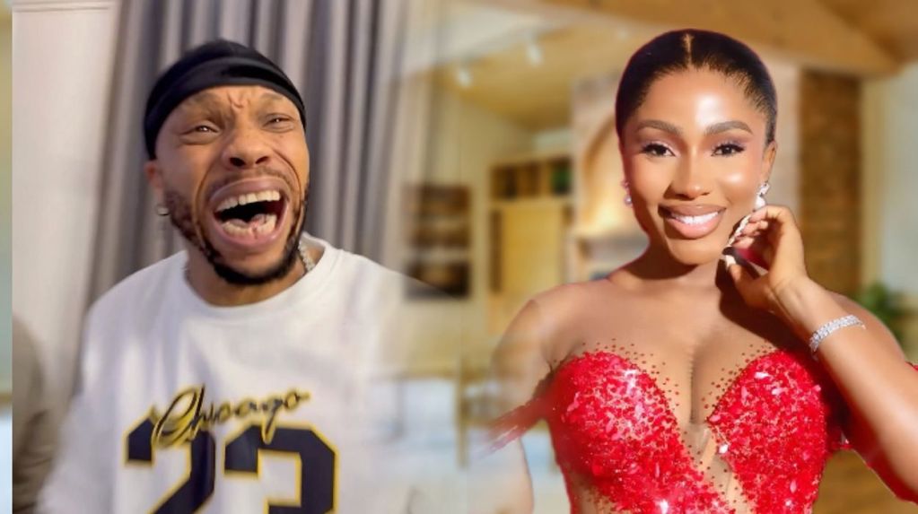 Actor Charles Okocha (left) and BBNaija star Mercy Eke (right)