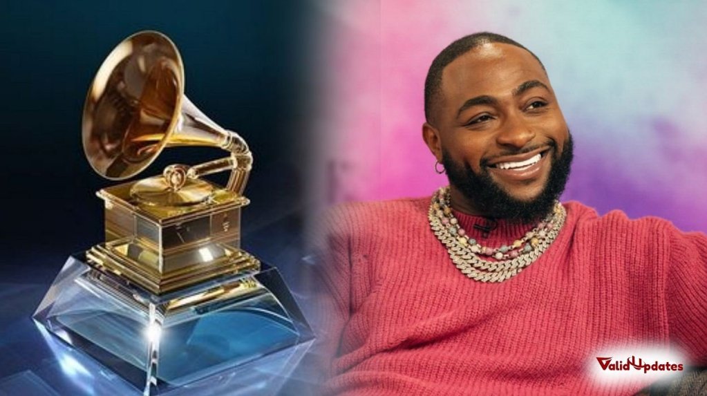 Images of Davido and a Grammy plaque