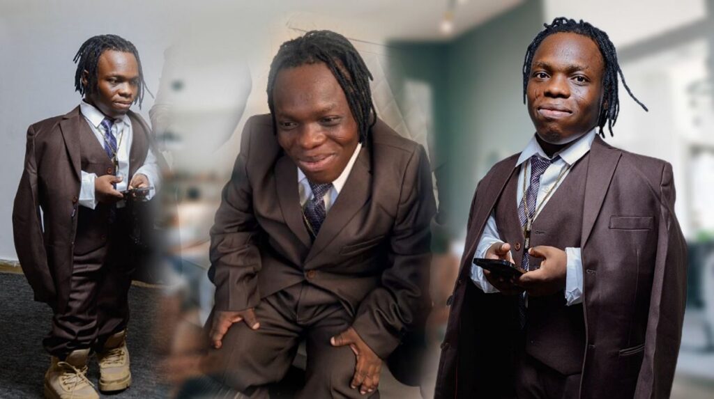 Shatta Bandle poses in a shoot, standing and sitting.