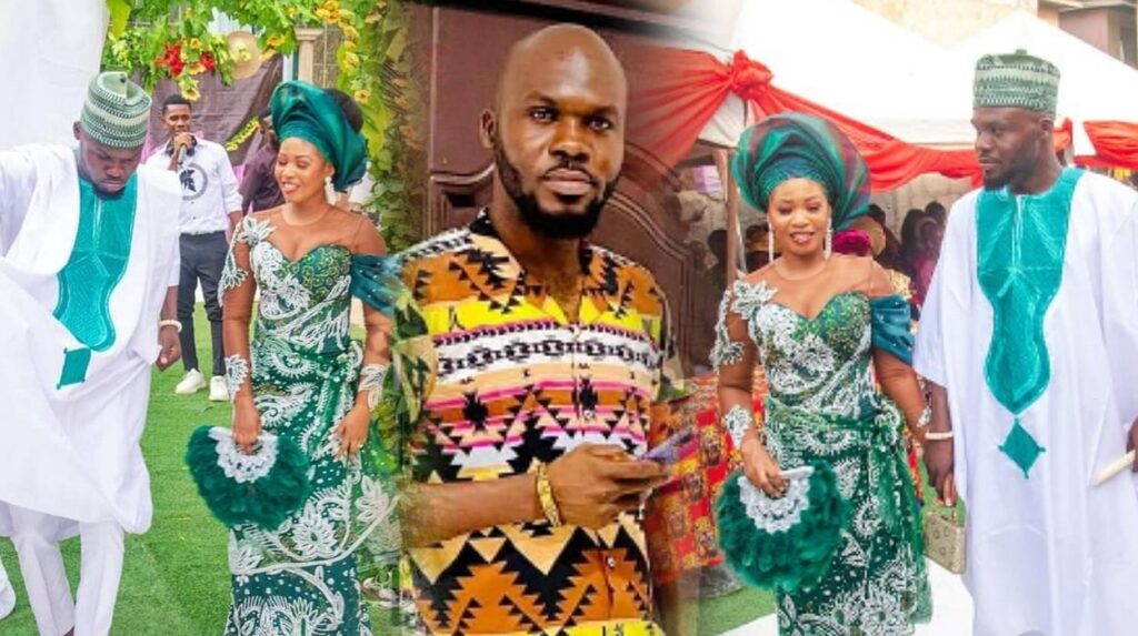 Mr Nwadoro December and Mrs Anawanti Divine dressed in traditional attire (left and right). Mr. Nwadoro dressed casually.