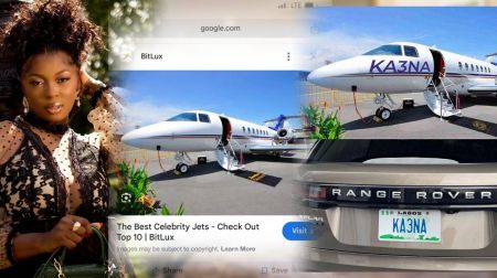 BBNaija star Ka3na collaged with real and photoshopped private jet