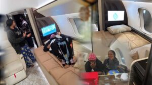 Davido and Chioma in private jet, on their way to honeymoon