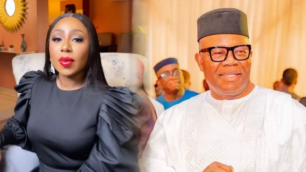 Headshots of actress Dakore Egbuson-Akande [left] and Senator Godswill Akpabio