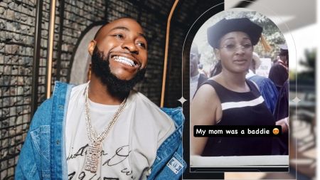 Headshot of Davido [left]. Davido's late mom [right]