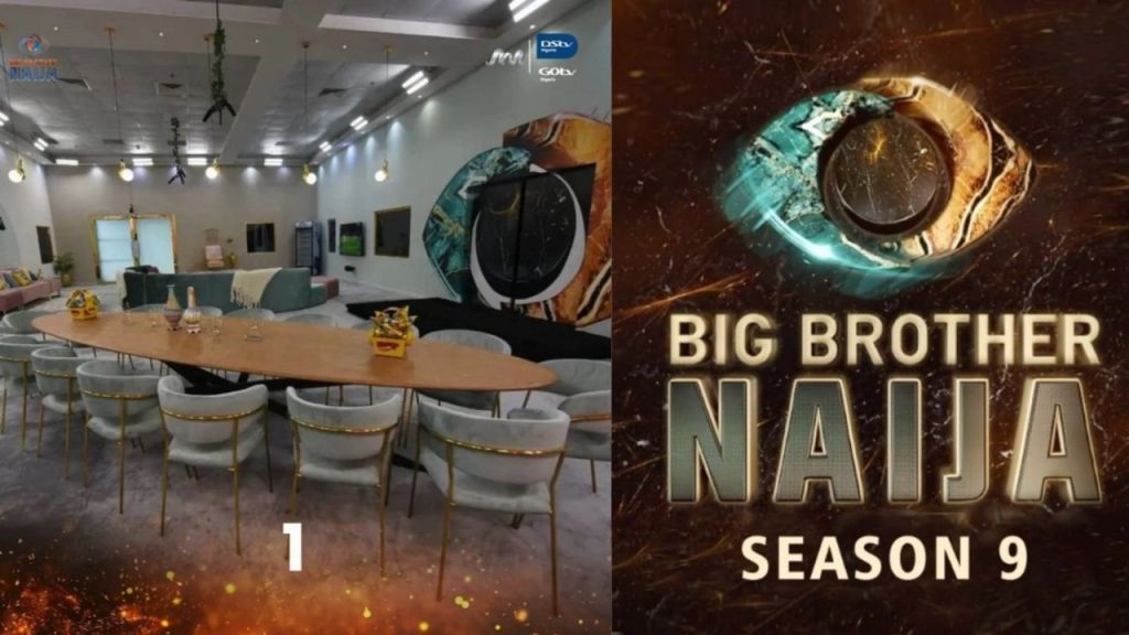 Big Brother Naija House [left]. BBNaija season 9 logo