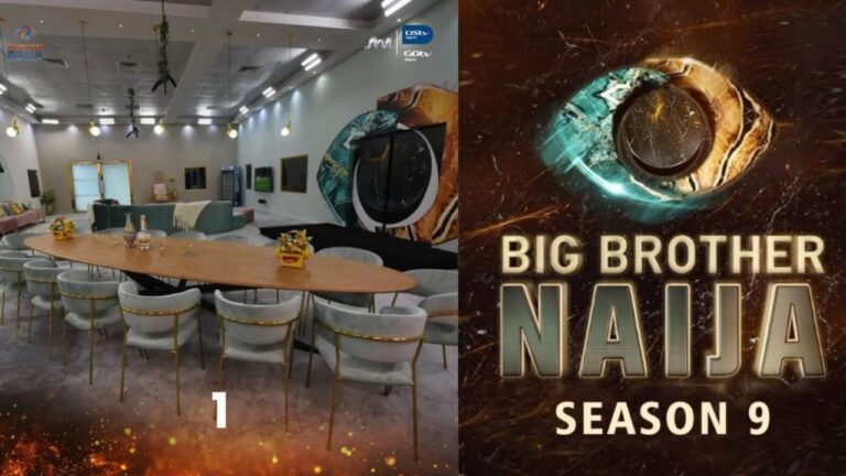 Big Brother Naija House [left]. BBNaija season 9 logo