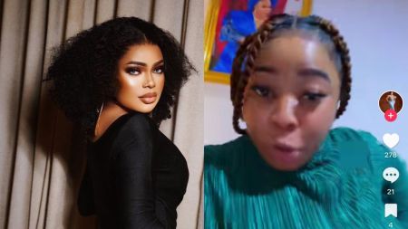 Bobrisky in black [left]. Screenshot of TikTok star @QueenCisar1