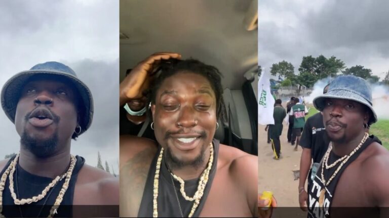 Activist Very Dark Man teargassed while protesting in Abuja on August 2nd