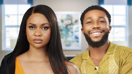 Headshots of BBNaija stars Victoria (left) and Sooj (right)