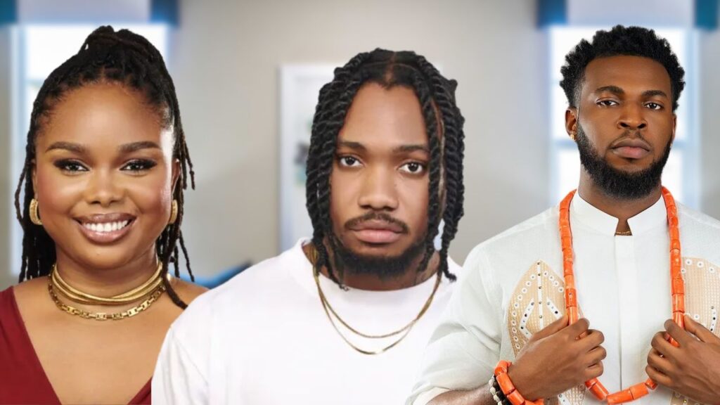 Composite of BBNaija stars Onyeka, Fairme David and Zion.