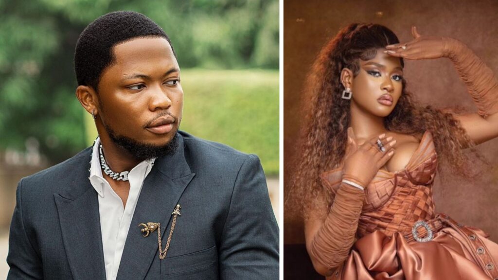 Composite of comedian Brain Jotter and BBNaija star Phyna