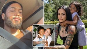 Composite of the singer Kehlani, her ex Javaughn Young-White and their daughter Adeya