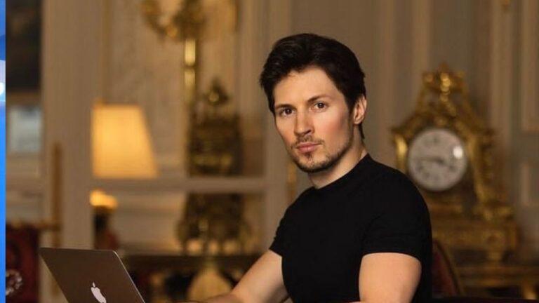 Telegram CEO Pavel Durov sitting opposite his laptop