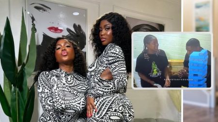 BBNaija stars Wanni x Handi. Handi captured explaining things to fellow housemate Shaun