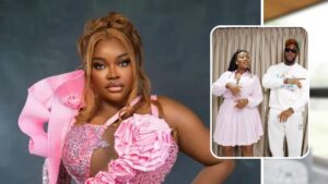 Headshot of BBNaija Chinwe. Zion and Chinwe during post-eviction media rounds