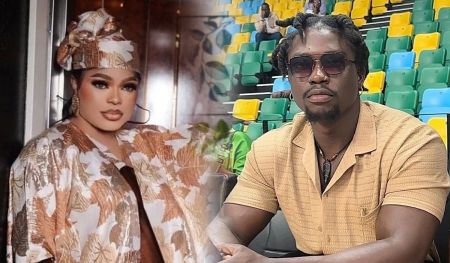 Collage contrasting the styles of cross-dresser Bobrisky and internet activist Verydarkman, highlighting diverse expressions of identity.