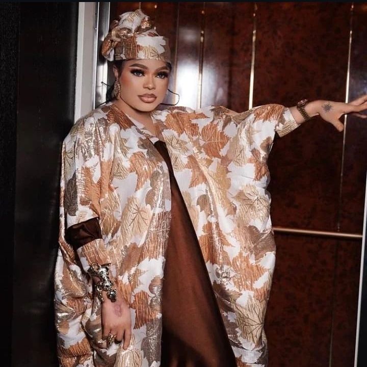 Cross-dresser Bobrisky in a stylish outfit, showcasing bold fashion and self-expression.