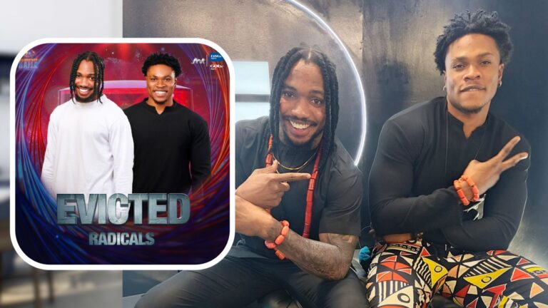 Composite of BBNaija stars Michky and Fairme David