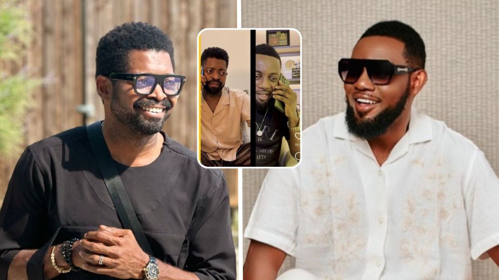 Nigerian comedians AY and Basketmouth standing side by side