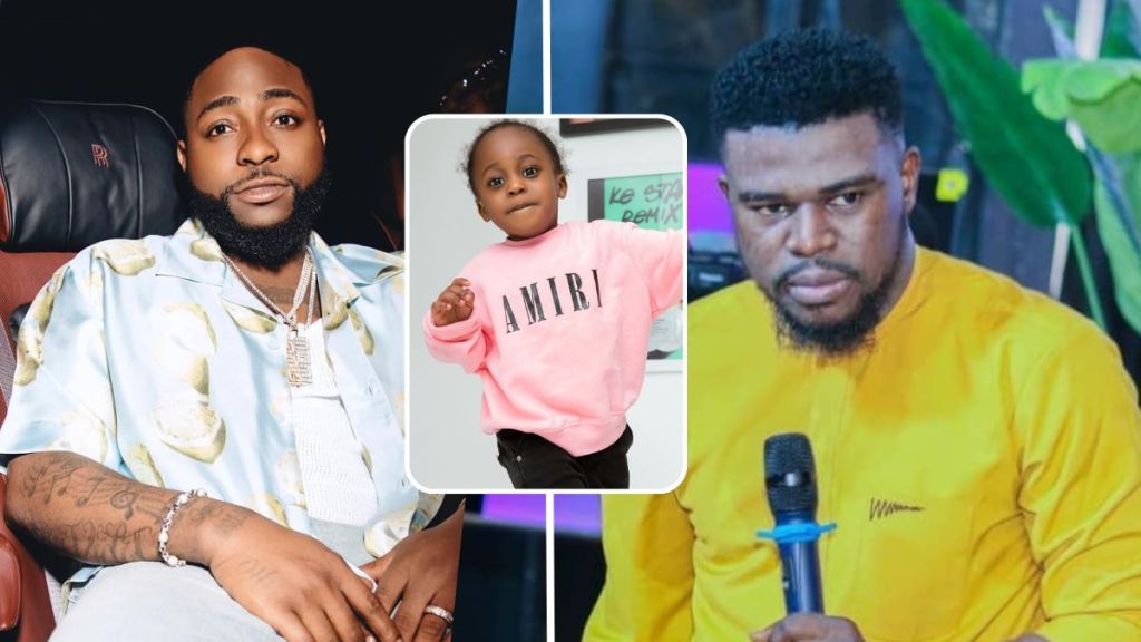 A composite featuring Nigerian singer Davido, his late son Ifeanyi, and Nigerian Prophet Samuel King.