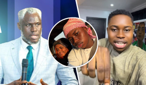 A collage featuring streamer Peller pointing at the camera, Peller with his girlfriend Jarvis, and Pastor Kesiena Esiri speaking at a podium.