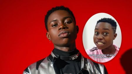 Tiktoker Peller is featured in a striking pose against a red background, wearing a silver and black jacket with a choker, alongside an inset of him smiling in a pink shirt with the text "watching football CAN get you a Brand New car."