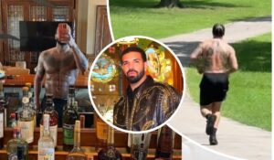 The image collage features rapper Drake. Provide a concise alternative text of the image for a blog without mentioning 'image’ in the text.