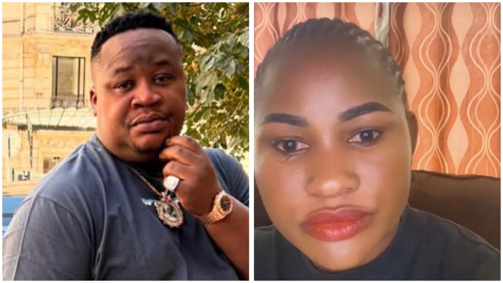 Cubana Chiefpriest and Helen Atti in a split photo amid paternity dispute