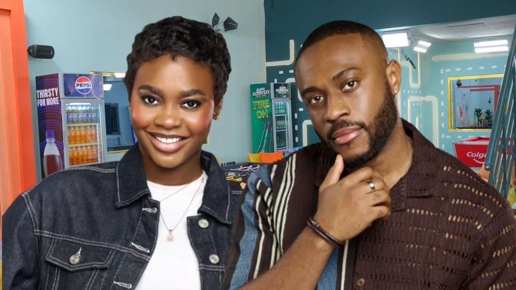 BBNaija Season 10 housemates Dede and Kola pose together inside the Big Brother Naija house.