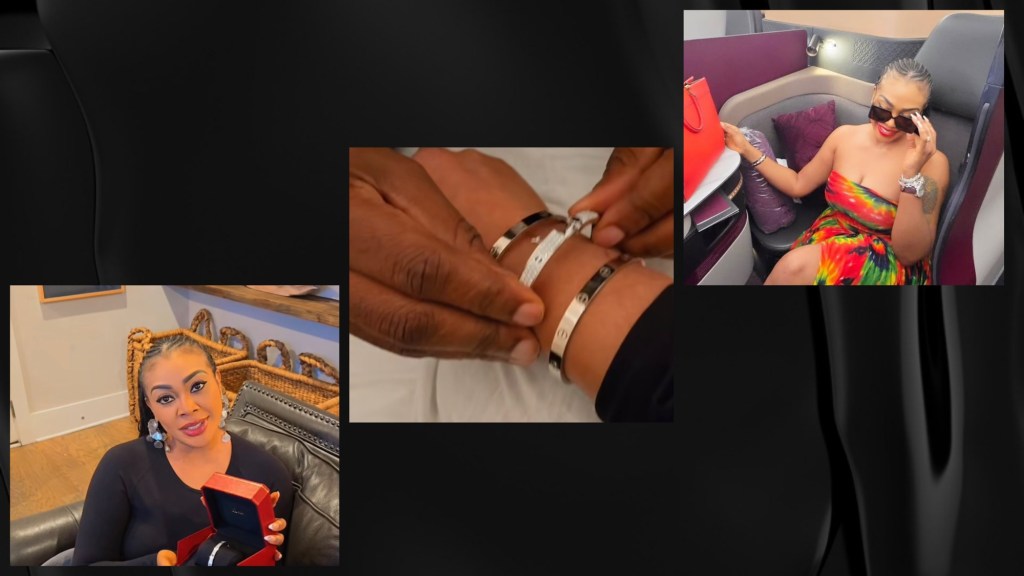 Ehizogie Ogbebor smiles while holding a red Cartier box