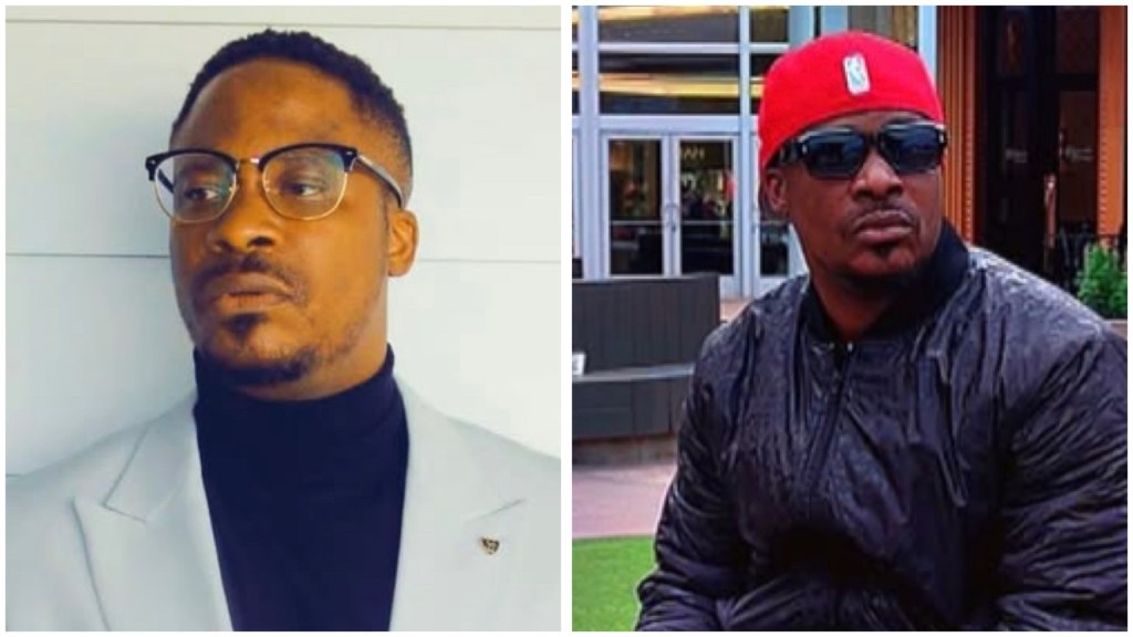 Jaywon in glasses and a light suit with a black turtleneck looks off camera also him outdoors in a red cap, dark sunglasses, and a black bomber jacket