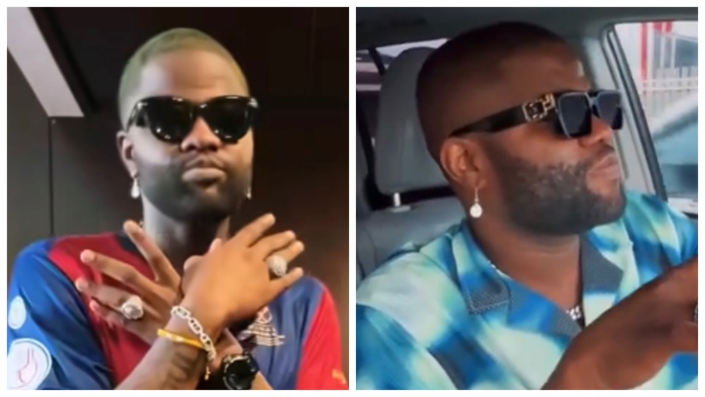 Skales smiles as he performs Shake Body on stage.