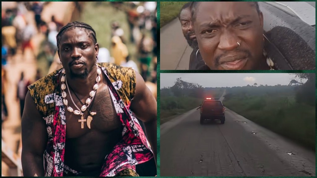 Verydarkman confronts kidnappers on Edo road, rushes victims to hospital.