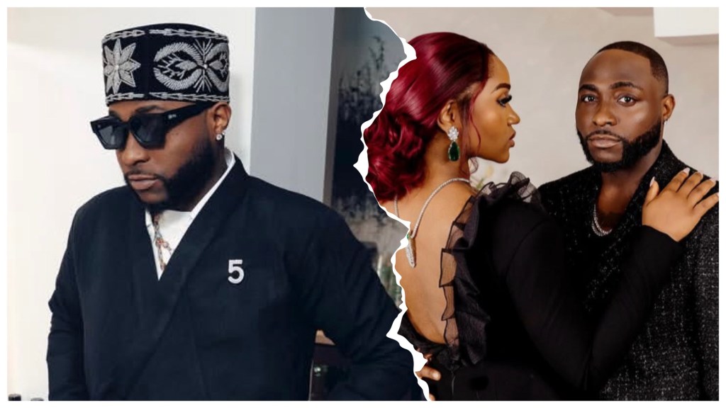Davido and wife Chioma in matching black outfits.