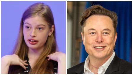Vivian Jenna Wilson pictured beside her father in separate frames, both facing the camera with composed expressions.