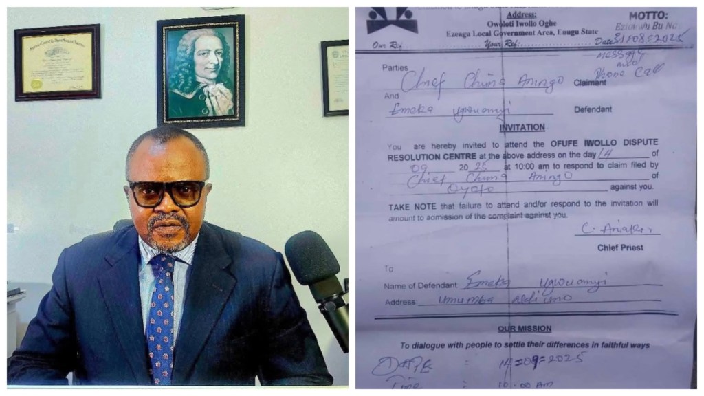 Close-up of Ezeagu shrine invitation letter shared on Facebook