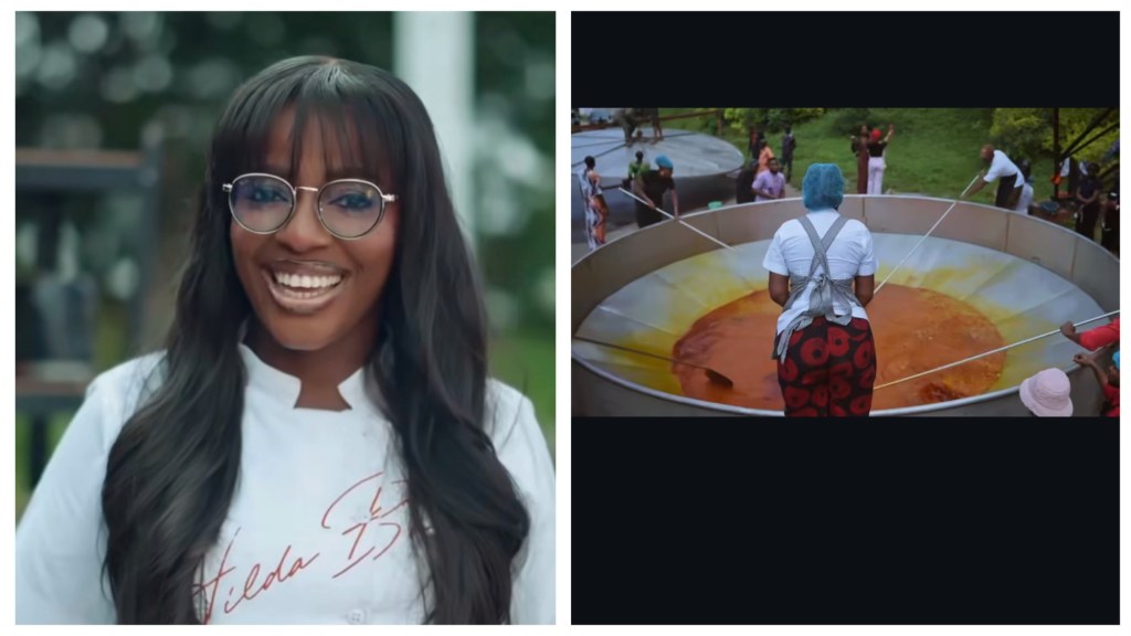 Close view of giant jollof pot, six metres wide steel