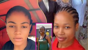 A collage showing NGO owner Agiye Amira and the late Chinyere Jennifer James. The left and right frames show Amira’s close-up portraits, while the centre inset displays Chinyere smiling in a sleeveless green top before her death.