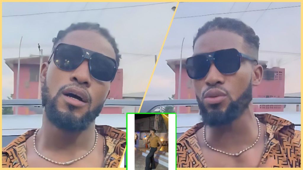 A man known as “Fake Flavour” is seen wearing dark sunglasses and a patterned Fendi-style shirt, speaking in what appears to be a street interview setting. A smaller inset image shows him performing on stage in a similar outfit.