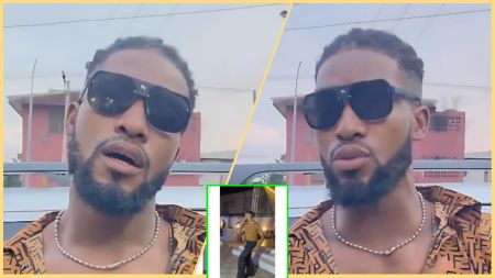 A man known as “Fake Flavour” is seen wearing dark sunglasses and a patterned Fendi-style shirt, speaking in what appears to be a street interview setting. A smaller inset image shows him performing on stage in a similar outfit.