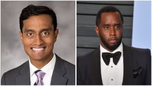 Side-by-side image showing Judge Arun Subramanian in a grey suit and lavender tie smiling, and American rapper and entrepreneur Sean “Diddy” Combs wearing a black tuxedo with a bow tie at a formal event.