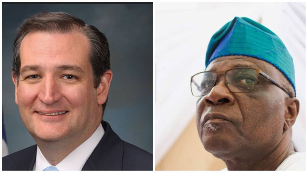 Collage showing two men: one on the left in a formal suit and tie, smiling, and another on the right wearing glasses and a traditional blue Yoruba cap, looking thoughtful.