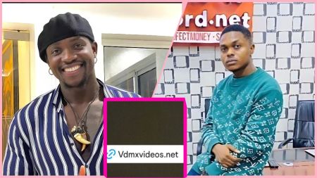 A collage showing VeryDarkMan smiling in a striped shirt on the left, Mr Blord seated in his office on the right, and the website link “vdmxvideos.net” in the centre, highlighting the launch of the new VDM video platform.