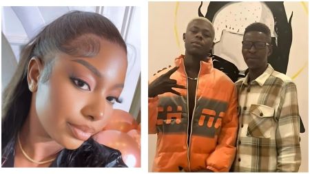 Side-by-side photos showing Wunmi Aloba, the late singer Mohbad, and his father Joseph Aloba. Wunmi is seen in a close-up portrait, while Mohbad poses beside his father in casual outfits.