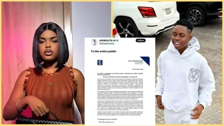 Collage showing content creator Jarvis on the left, an official statement from Aiso Entertainment at the centre, and Peller smiling in a white hoodie on the right.