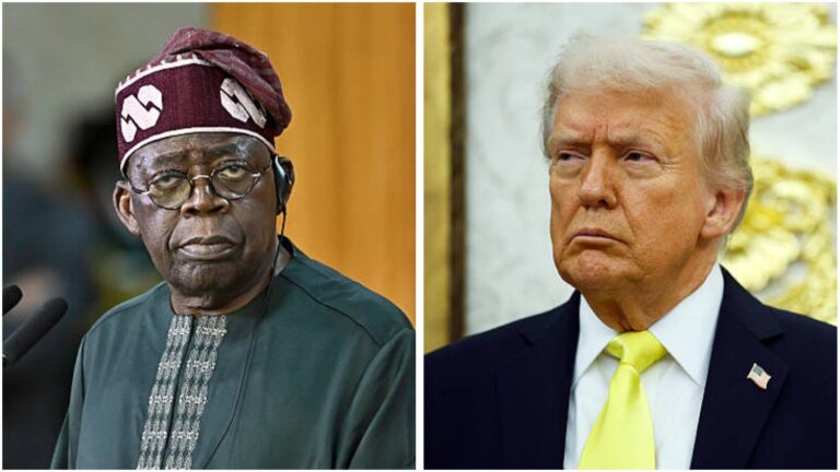 Nigeria’s President Bola Ahmed Tinubu and former US President Donald Trump in a split image.