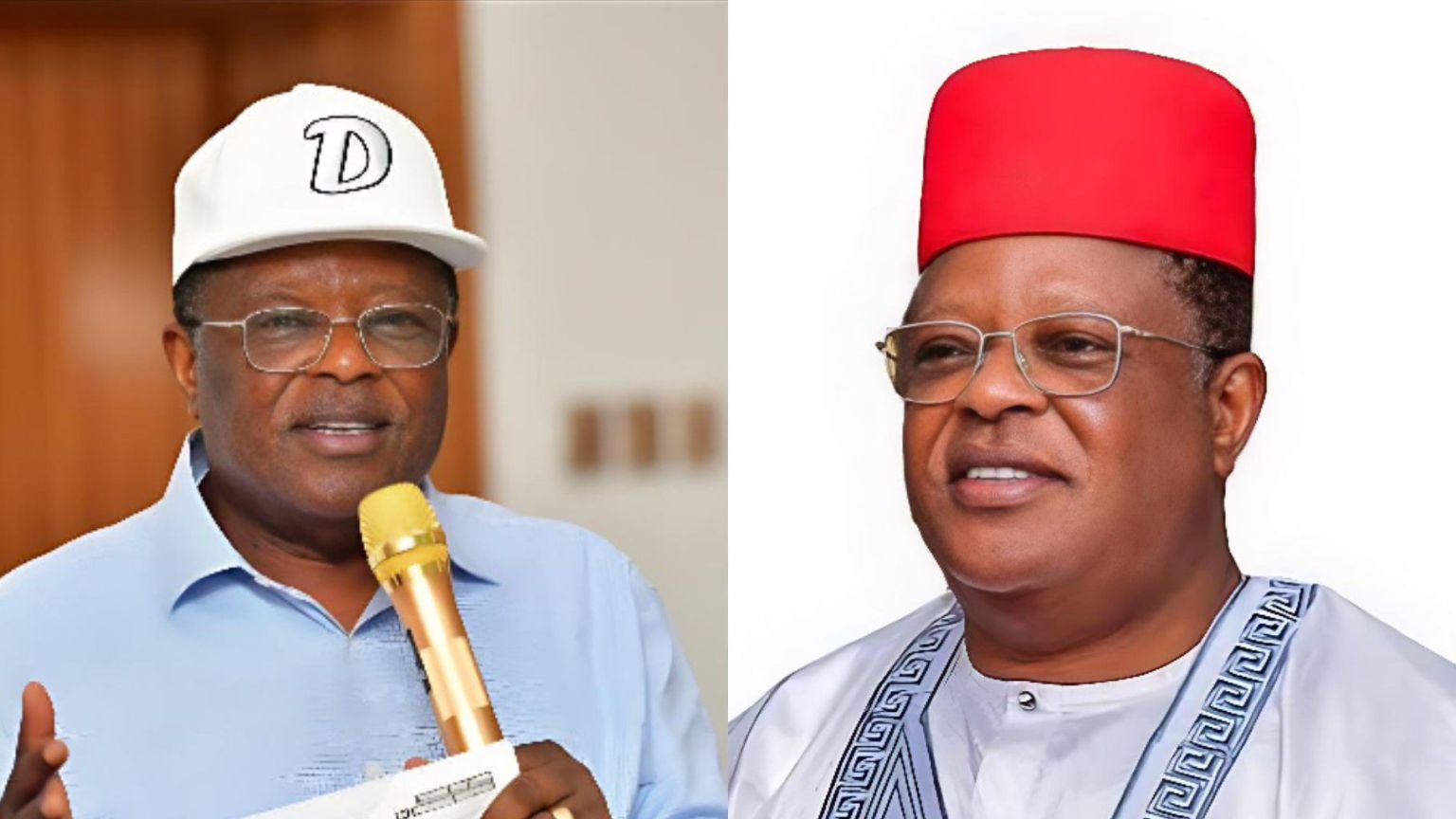 Portrait of David Nweze Umahi, Nigerian politician and current Minister of Works, wearing formal attire.